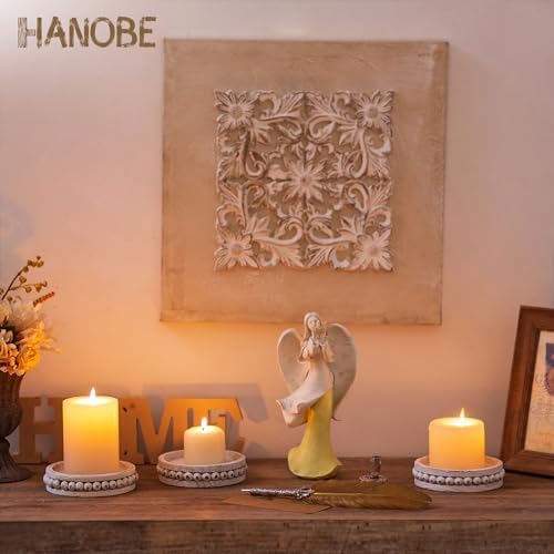 Hanobe Wooden Candle Holder for Pillar Candles Set of 3 Candlestick Holders - Image 2