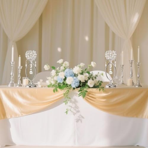 2 Pcs Silver Elegant Metal Crystal Tea Light Candle Holders with Crystal Pendants, Hollow Design - Wedding Table Centerpieces for Anniversary Birthday Party, Home Decor - Image 4