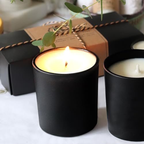 SHOWIN 8 OZ Thick Candle Jars for Making Candles 15 Pcs, Black Empty Jars with Wood Lids for Candle Making, Sample Container,Matte Black - Image 5