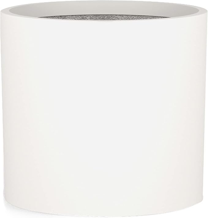 Fox & Fern Large Indoor Planter, Modern Large Plant Pot for Indoor or Outdoor, UV and Frost Resistant - 10 Inch, Fiberstone, Matte White Flower Pot with Drainage Plug, Lightweight