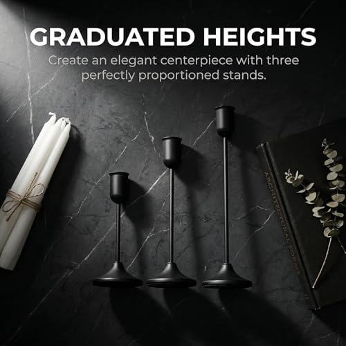 18 Pcs Black Candlestick Holders Set - Vintage Brass Taper Candle Holder for Pillar Candles - Modern Decorative Centerpiece for Wedding Fireplace Mantel Decor - Cozy Atmosphere Housewarming Gift - Image 4