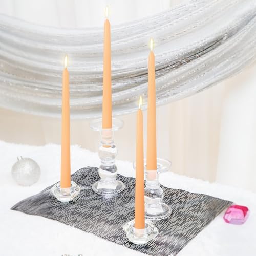 MTLEE 16 Pcs 10 Inch Taper Candle Sticks Smokeless Unscented, Light Orange - Image 6