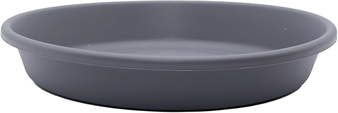 The HC Companies Flower Pot Saucers - Plastic Plant Saucer for Outdoors & Indoors - Traditional Design Plant Pot Trays for Water Drainage - Durable & Stylish Round Plant Tray (8-inch Warm Gray)