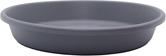 The HC Companies Flower Pot Saucers - Plastic Plant Saucer for Outdoors & Indoors - Traditional Design Plant Pot Trays for Water Drainage - Durable & Stylish Round Plant Tray (8-inch Warm Gray)