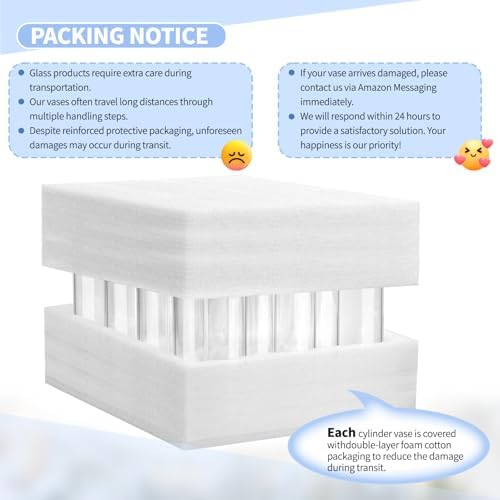 12Pack Glass Cylinder Vases for Centerpieces - 12 Inch Tall Flower Vase for Wedding Decorations, Floating Candle Holder Vase Bulk,Glass Hurricane Candle Holders for Table Shelf, Party, Home Decor - Image 4