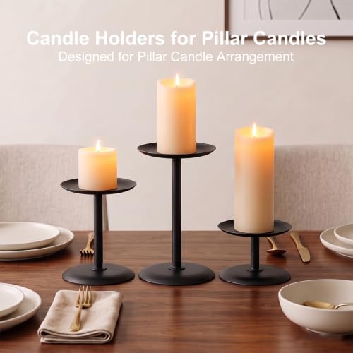 Homemory Fall Halloween Table Decor, Black Metal Candle Holders Set of 3 - Image 3