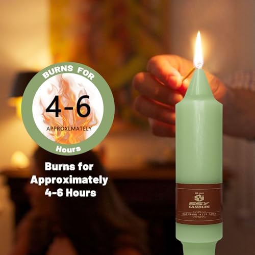 NJAO HOO Light Green Short Taper Candle 5 Inch Candlesticks Unscented Dripless Tapered Candle Set for Home Decor Wedding Party Dinner Candles, 4 Pack - Image 5