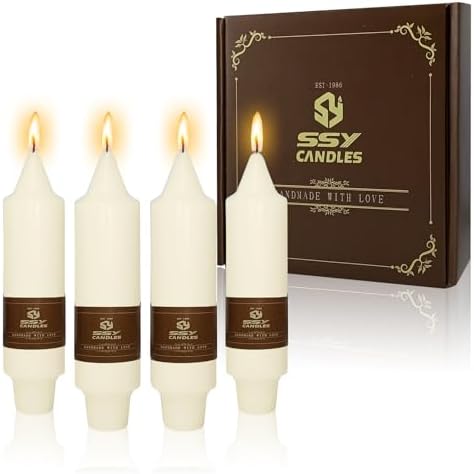 NJAO HOO Ivory Short Taper Candle 5 Inch Candlesticks Unscented Dripless Tapered Candle Set for Home Decor Wedding Party Dinner Candles, 4 Pack by NJAOHOO