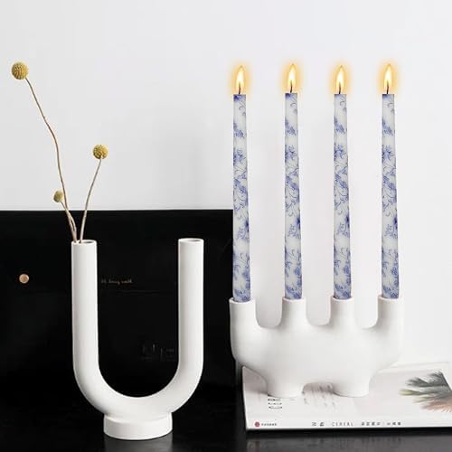 Printed Taper Candles 10 INCH Handmade Candles Unscented Smokeless Candlesticks Blue and White Porcelain Pattern Candle for Home Wedding Dinner Holiday Party - Image 2