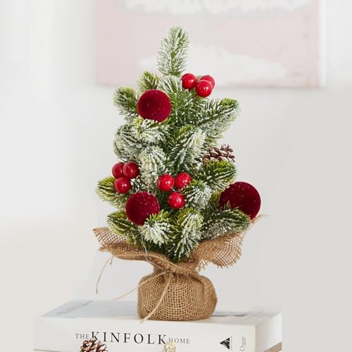 Burlap Small Christmas Tree Decor (Red Ornament) by MYELLU