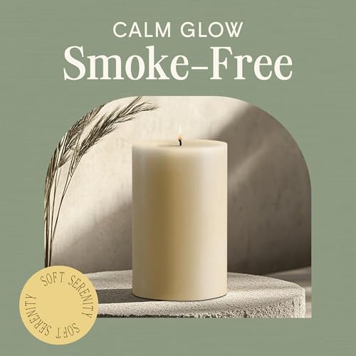 Mister Candle Unscented 4"x6" Ivory Pillar Candle, Solid Color, Cotton Wick, Dripless & Smokeless, Premium Wax Candle for Home Decor, Handmade, 120 Hour Burn Time - Image 4