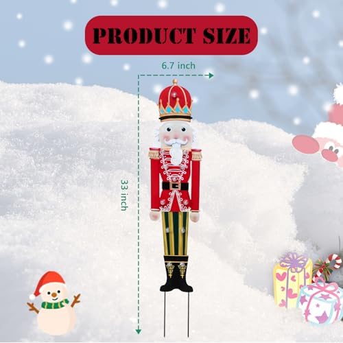 Afirst Christmas Yard Sign Nutcracker with LED Lighted Metal Stakes Decor - Image 3