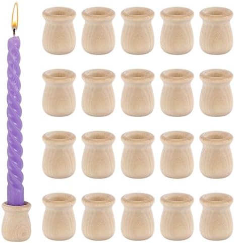 PH PandaHall 20pcs Candle Cups, Wood Candle Holders Unfinished Wooden Candle Cups Wood Dowel Caps Candlesticks Holders for Hand Painting Crafts Home Decor Fireplace Decor, 1 × 1.3 Inch by PHPandaHall