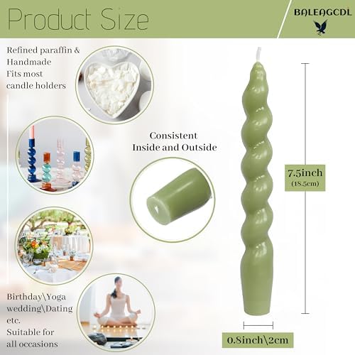 Christmas Short Candles Hunter-Green Twisted Spiral Candles 7.5 Inch Unscented Candlesticks Smokeless Handmade Taper Candle 4 PCS for Dinner Decoration Holiday Gifts - Image 2