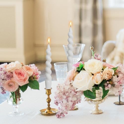 Spiral Taper Candles Unscented Twisted Candlesticks 7.5 Inch Smokeless White Handmade Short Candle Stick for Wedding Dinner Decor Creative Gifts 2 PCS - Image 6