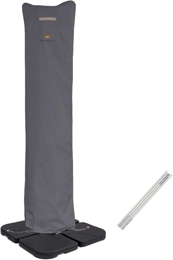 Patio Umbrella Cover for 9ft to 13ft Offset Umbrella, Water Resistant, Curved Cantilever and Straight Pole Parasol Outdoor Umbrellas Cover with Zipper and Rod