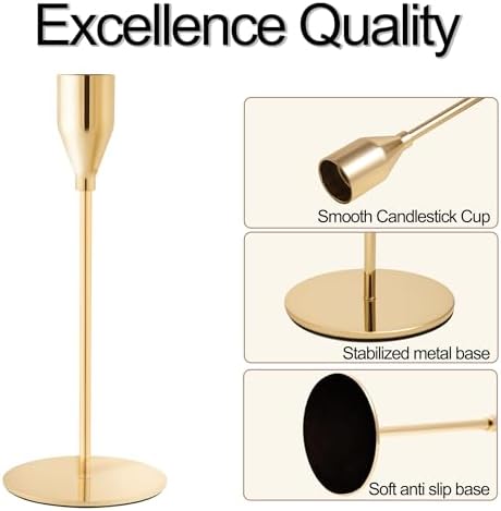 Gold Candlestick Holders, Metal Taper Candle Holders, Bulk Set of 54 - Image 3