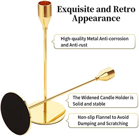 Oatnauxil Metal Gold Taper Candle Holder for Wedding, Dinning, Party, Fits 3/4 inch Thick Candle&Led Candles (Set of 6 Pcs) - Image 3