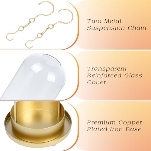 Fohil 5" & 4" Hurricane Glass Candle Holders, Set of 2 Metal Candle Holder with Handmade Sturdy Glass Dome, Candle Lantern for Pillar Candles, Plants, Table Centerpiece, Home Decor - Image 3