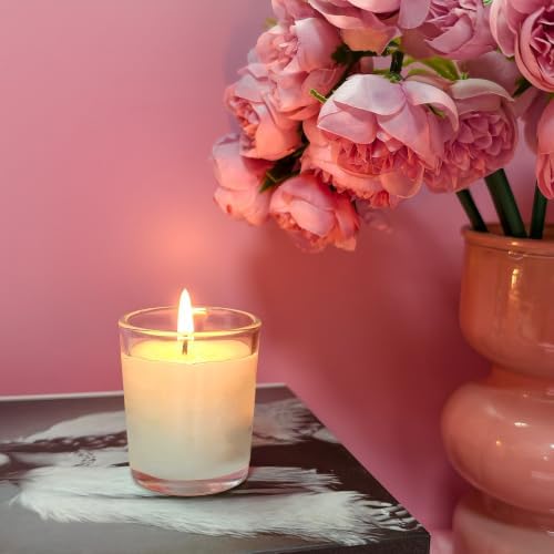 48 Packs Unscented White Votive Candles in Glass, Bulk Small Soy Wax Votives for Wedding Party Dinner Table, 1.7" W x 2" H - Image 4