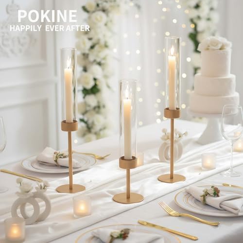 POKINE Gold Candle Holders Set of 6 for Taper Candle Holders - Image 5