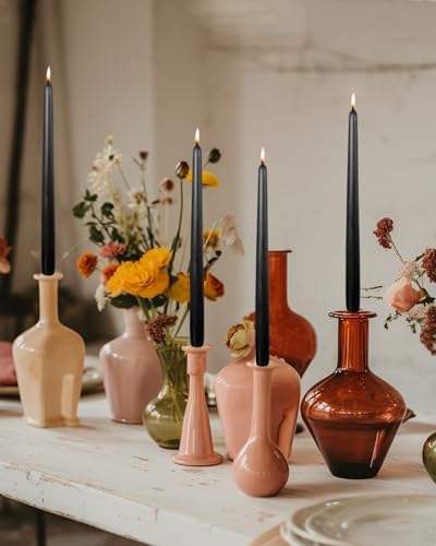 Black Tall Taper Candles 12 inch Unscented Smokeless Long Tall Tapered Candle for Candlesticks Sticks Wedding Advent Home Decor Dinner Christmas，Set of 12 - Image 6