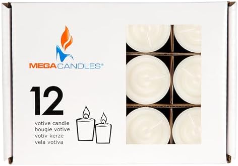 Mega Candles 12 pcs Unscented Off White Votive Candles, Hand Poured Wax Candle 10 Hour 1.38 Inch x 1.5 Inch, Home Décor, Wedding Receptions, Centerpieces, Occasions, Events, Festivities, Meditations - Image 3