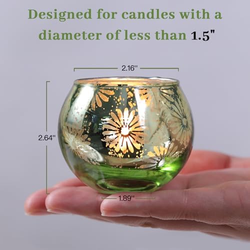 Green Mercury Glass Votive Candle Holders Set of 12 - Image 2