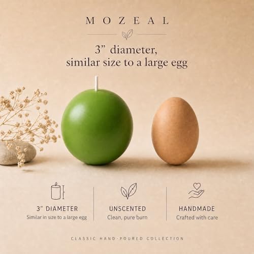 MOZEAL Hand-Poured, 3 Inch Lime Green Round Ball Candles - Elegant Lime Green Round Pillar Candles Set of 3, Dripless, Unscented, Smokeless, Ideal for Spring Celebrations. - Image 3