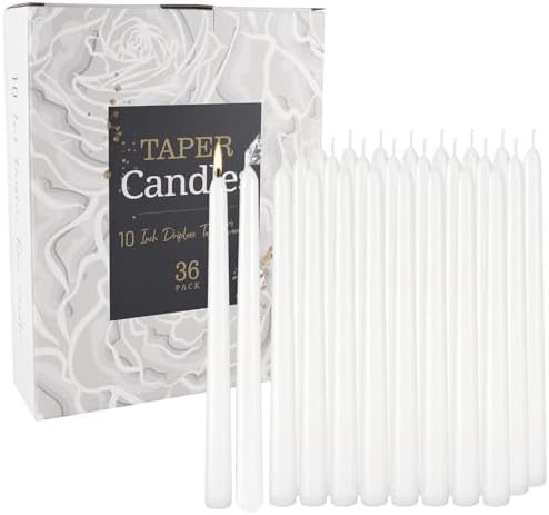 36 Pack White Taper Candles 10 Inch - Premium Unscented Dripless & Smokeless Long-Burning Candles for Wedding Decor, Fine Dining, Candelabras, Romantic Dinner, and Elegant Home Decor - Image 4