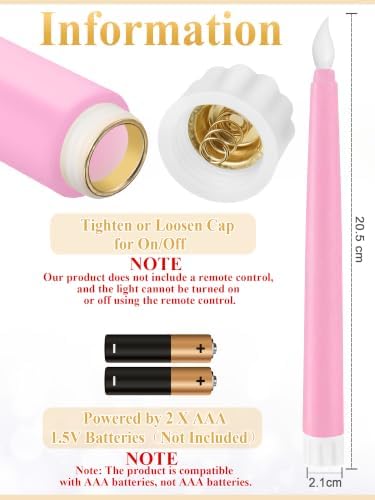 Treela Battery Operated LED Taper Candles,Basic,8 Inch,Pastel - Image 2