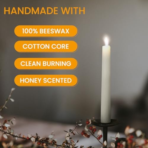 24PCS 9" Cream White Beeswax Taper Candles, Dripless & Smokeless - Image 3
