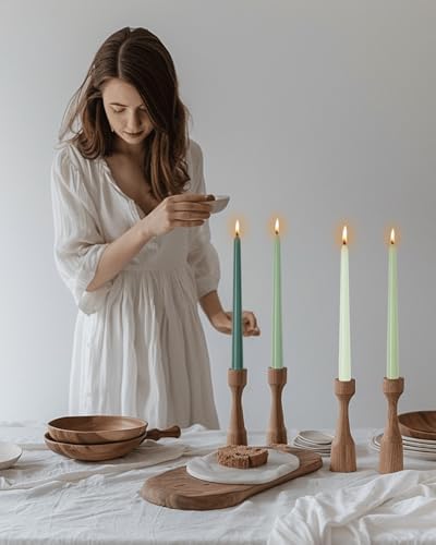 10 Inch Green Taper Candles-Dripless Unscented Spring Tapered Candle Smokeless Candlestick Long Slow Burning 8 Hours Tall Sticks for Christmas Wedding Dinner Parties 12 Pack - Image 2
