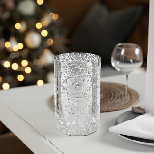 WGVI Hurricane Candle Holder Sleeve, W: 4", Ht: 6", Silver Speckled Glass Cylinder Open Both Ends, Chimney Tube Shade, 6 Pieces - Image 7