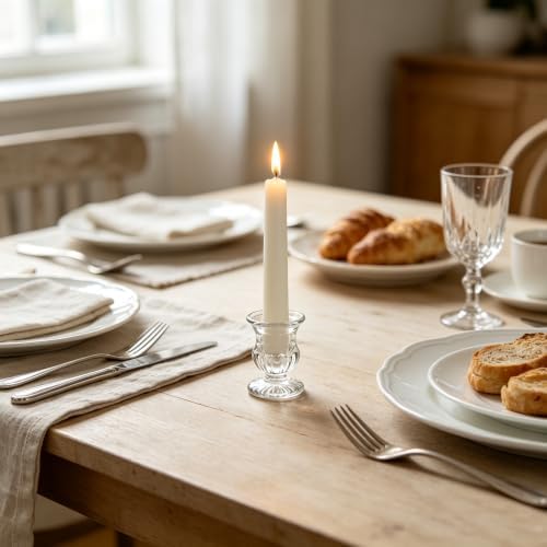 Hosley Set of 24 Glass Taper Candle Holders – Clear Candlestick Holder Set for Weddings, Table Centerpieces, Dinner & Home Décor (2.5” H) - Image 7