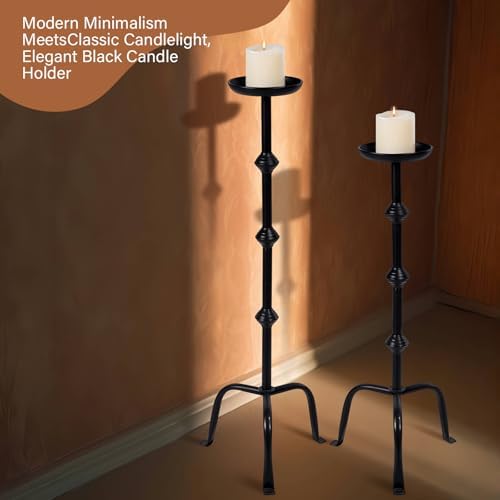 Mumufy 1 Pcs Metal Tall Floor Candleholder Candlestick, 32 in, 27 in, Black - Image 4