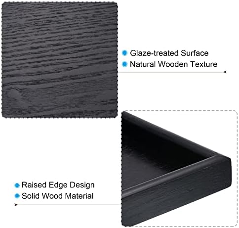 PATIKIL Wood Serving Tray 9.4 Inch, Square Decorative Platter for Home Decor Kitchen Table Candle Holder, Black - Image 3