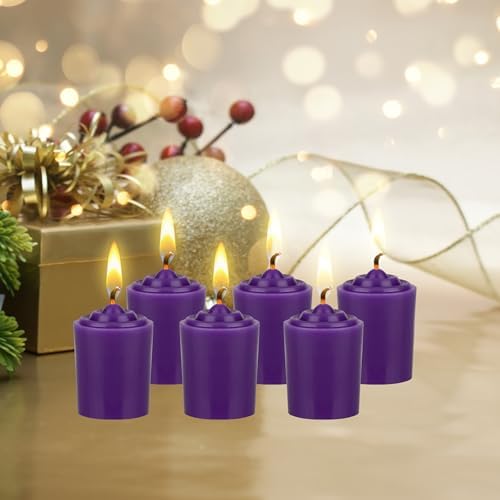 Mega Candles 12 pcs Unscented Purple Votive Candles, Hand Poured Wax Candle 15 Hours 1.5 Inch x 2.25 Inch, Home Décor, Wedding Receptions, Centerpieces, Occasions, Events, Festivities, Meditations - Image 4