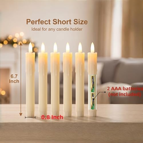 Flameless taper candles, 6.7in battery operated candles for home decoration - Image 4