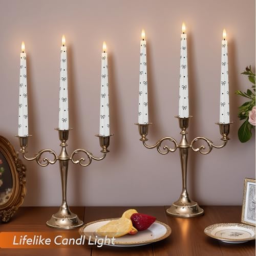Flameless Taper Candles with Remote, Black Bow and Dot Flameless Candles - Image 3