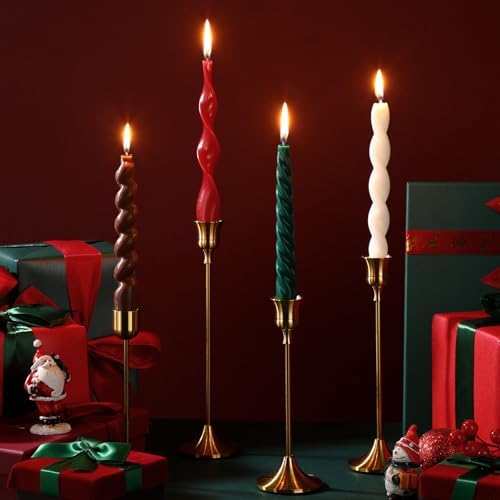 Nuanchu 4 Pcs Twisted Taper Candles,7.87 Inch,Pure,Christmas Color by Nuanchu
