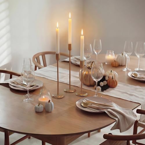 Perfnique Brass Candlestick Holders Set of 6 - Antique Gold Iron Candle Holders for Christmas, Birthday, Wedding, Party, Dining Table, Fireplace Mantel Decor (Gold) - Image 7