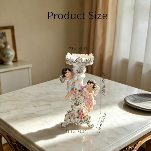 Hand Painted Cherub Candle Holder Resin Angel Tabletop Wedding Decor Gift - Image 2