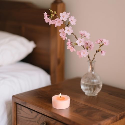 Scented Tea Lights Candles, Sakura Blush, 16 Pack – Soft Pink Scented Tealight Candles– 100% Palm Wax – 6 Hour Burn Time Aromatherapy Tea Light Votive Candle for Spring Decor, Bath, Romance - Image 6