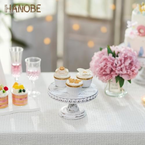 Hanobe Small Wood Cake Pedestal Stand 8 Inch Rustic Display Riser Plate - Image 2