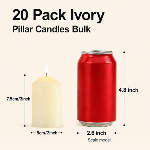 Pillar Candles Ivory Bulk 2x3Inch Unscented Candle for Votive 20Pack - Image 2