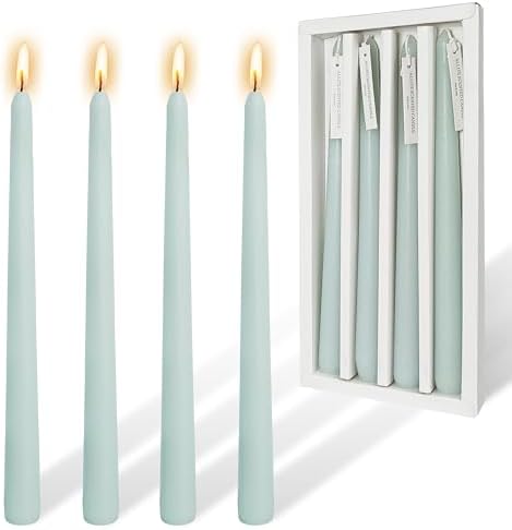 Sea Salt Scented Blue Taper Candles 10 Inch Smokeless Candle Sticks Handmade Long Candles for Home Decor Festival Wedding by YUKCAXDLS