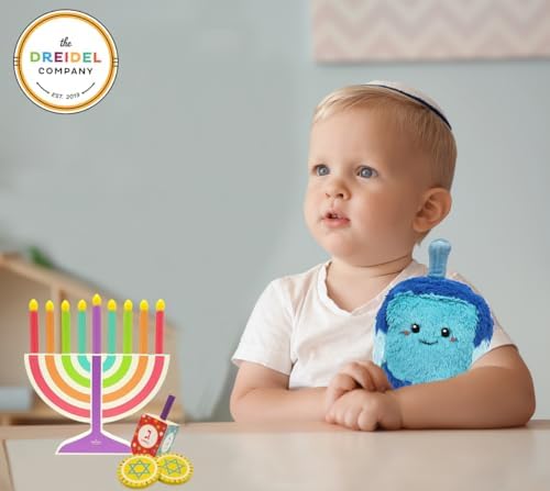 Mini Multicolor Hanukkah Menorah, 4-Pack 5" Inch Children Wooden Chanukah Menorah Set with Removable Wooden Candles, 3" Inch Dreidel, and Gelt Coins - Image 6