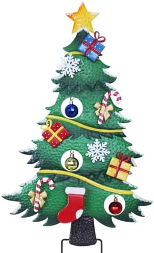 Outdoor Christmas Decorations, Metal Christmas Tree Decorative Garden Stakes for Xmas Decor, Yard Signs for Garden Home Lawn Patio Outside Porch by HOGARDECK