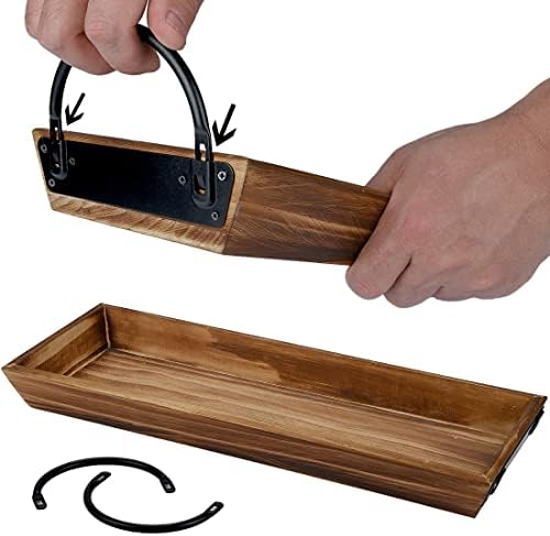 Natural Wood Candle Tray, Metal Handles, Farmhouse Centerpiece, Home Decor - Image 6
